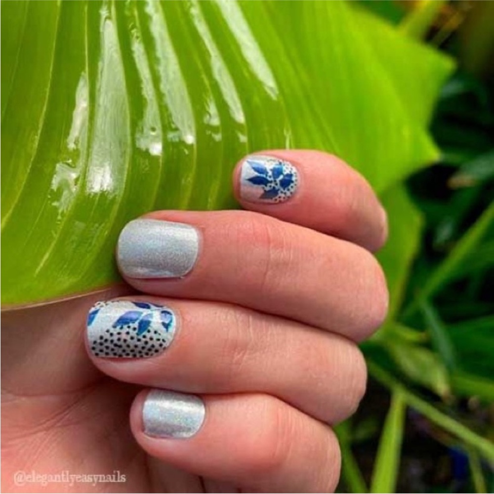 *Retired* Color Street: Leaf it to Me | Silver Blue Fall Shimmer Metallic Dots - Picture 5 of 11